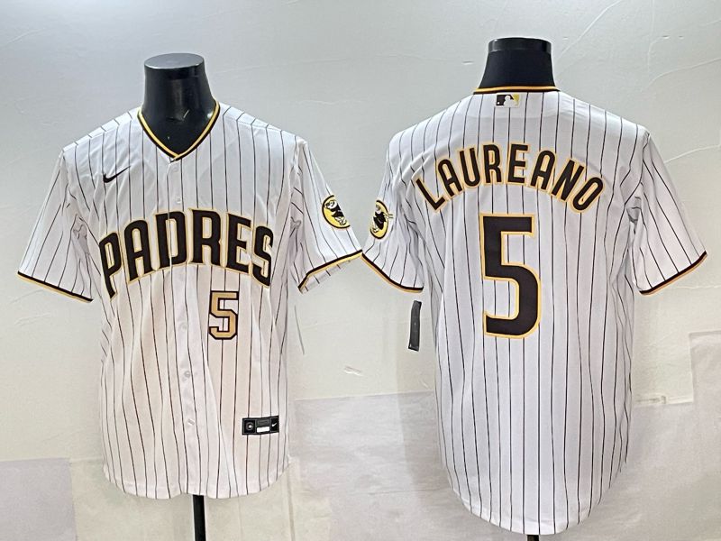 Men San Diego Padres #5 Laureano White Stripe Nike 2025 MLB Jersey 04->san diego padres->MLB Jersey